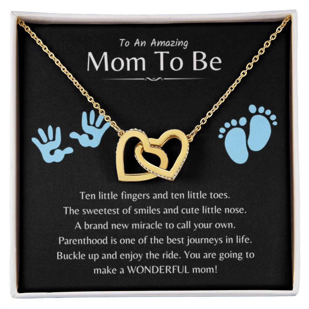 To an Amazing Mom To Be - Wonderful Mom To Be - Interlocking Hearts Necklace - Personalize Memories