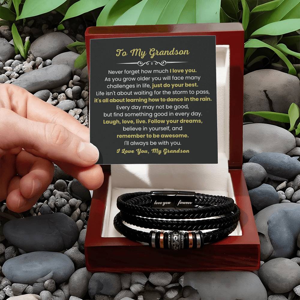 To My Grandson Bracelet - Gift for Grandson - It's all about learning how to dance in the rain - Love You Forever Bracelet - Personalize Memories