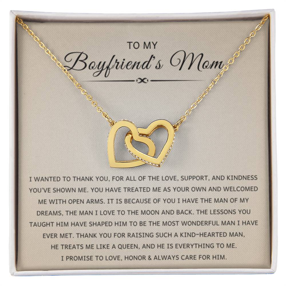 To My Boyfriend's Mom - I wanted to thank you - Interlocking Hearts Necklace - Best Gift for Bf mother - Personalize Memories