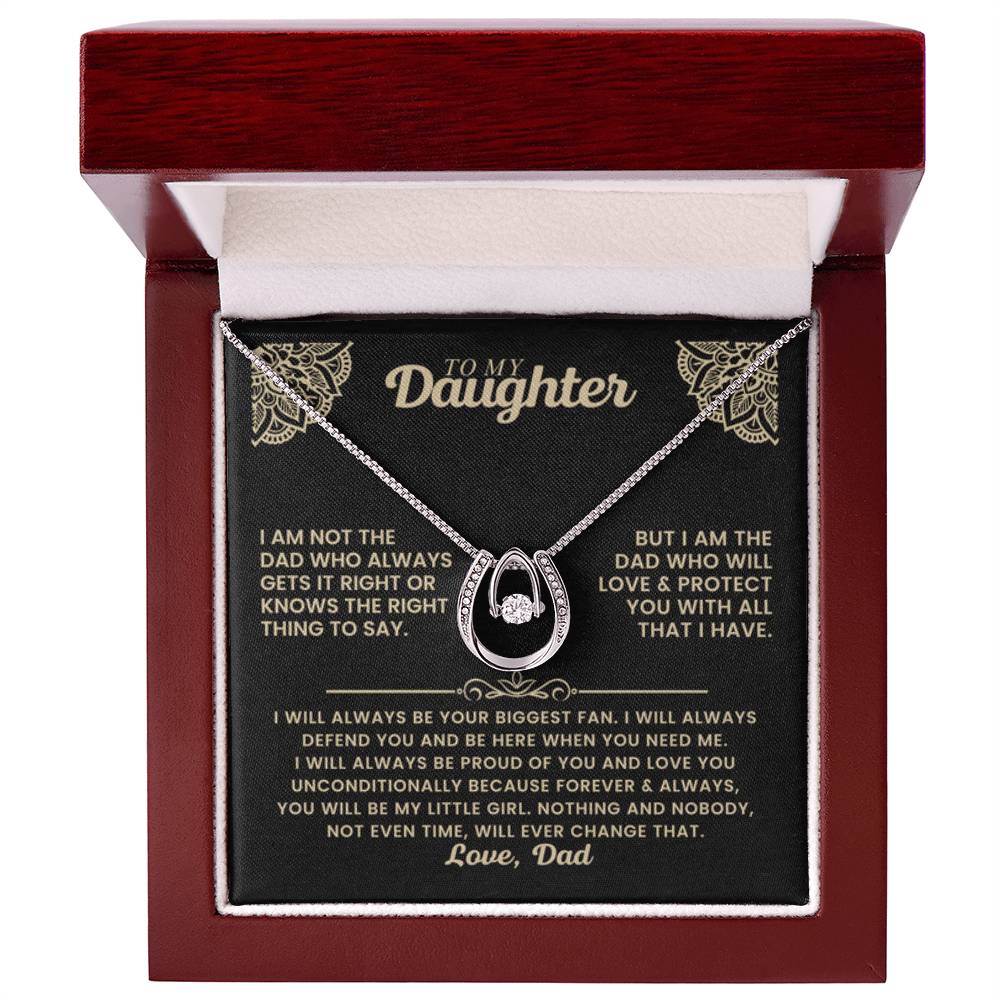 To My Daughter Necklace - Heartfelt Gift from Dad for Birthday, Graduation & Proud Dad Moments - Lucky In Love Necklace - Personalize Memories