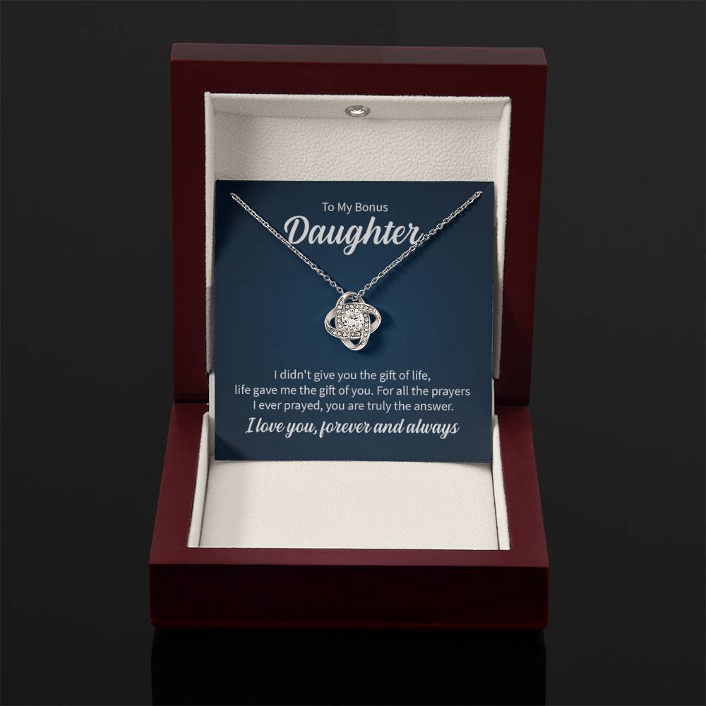To My Bonus Daughter Necklace – Daughter Gift for Birthday, Graduation Achievements – Love Knot Necklace - Personalize Memories
