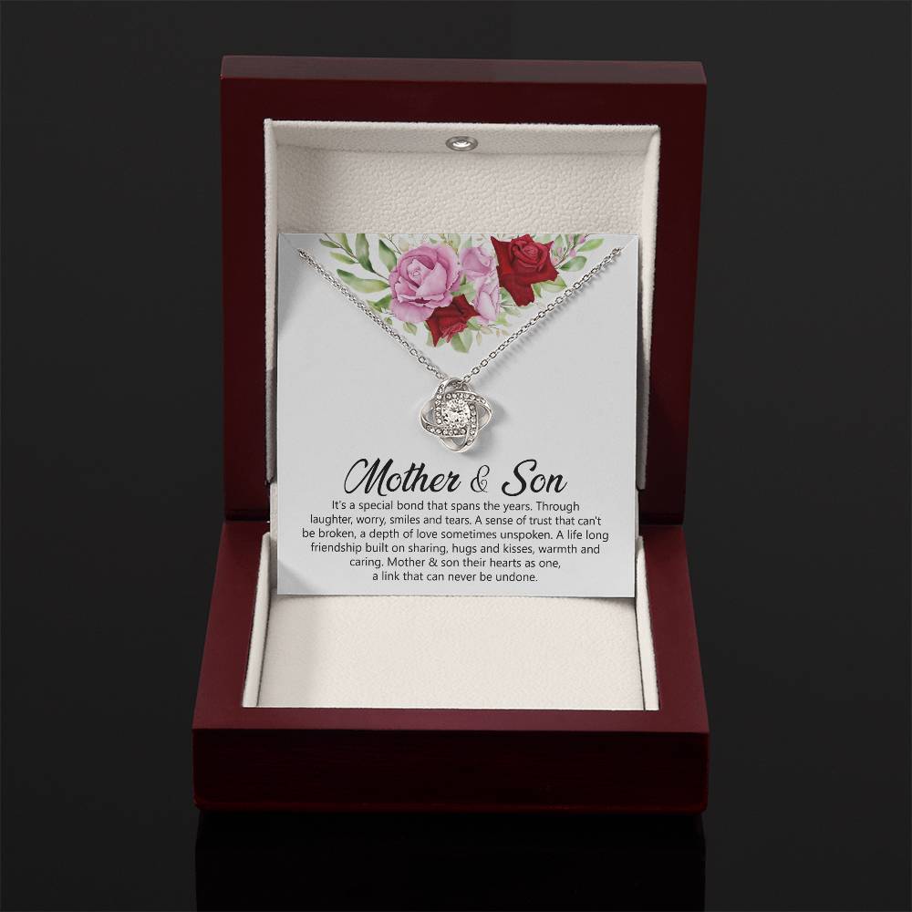 Mother & Son Gift - It's a Special Bond That Spans The Years - Love Knot Necklace - Personalize Memories