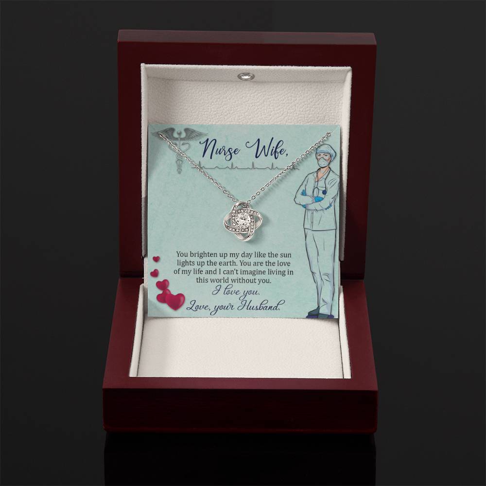 To my nurse wife Gift From Husband - Love Knot Necklace - Personalize Memories