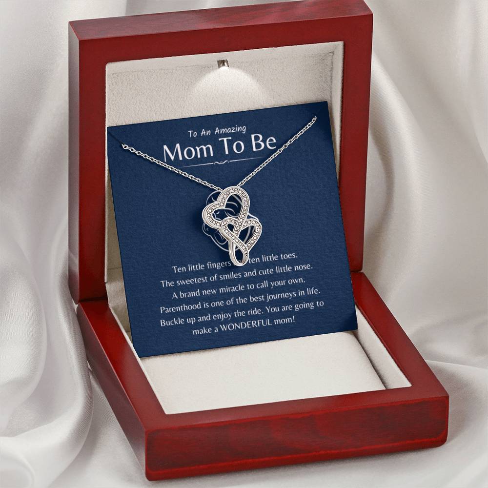 To An Amazing Mama To Be - Ten little fingers and ten little toes - Heart-to-heart Pendant Necklace - Personalize Memories