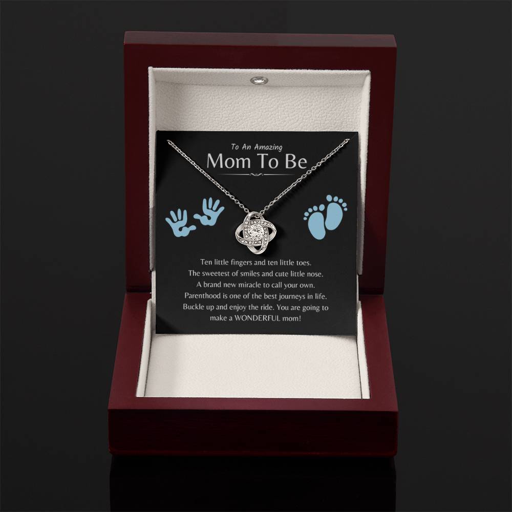 To An Amazing Mama To Be - A brand new miracle to call your own - Love Knot Necklace - Unique Gift for New Mom - Personalize Memories