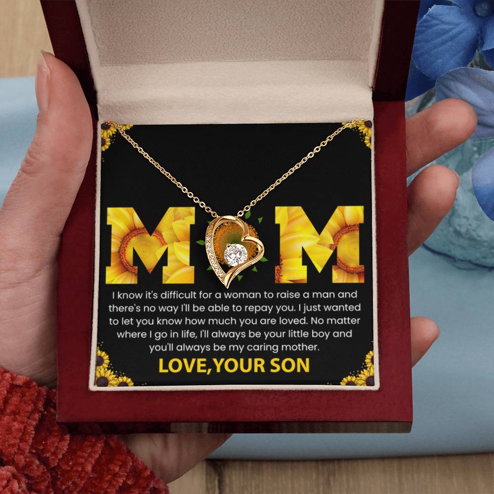 Mom - You Will Always Be My Caring Mother - Forever Love Necklace - Special Gift for Mom from Son - Personalize Memories
