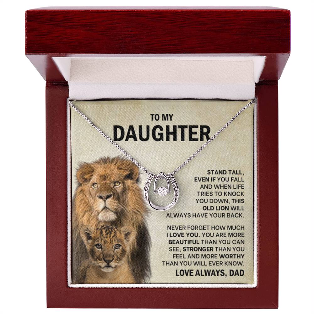 To My Daughter Necklace - Stand Tall - Daughter Present from Dad - Lucky In Love Necklace - Personalize Memories