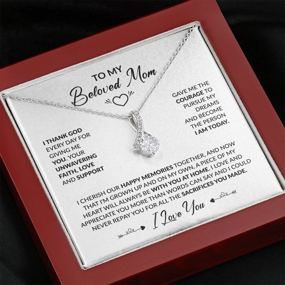 To My Beautiful Mom - I Thank God Every Day for Giving Me You - Alluring Beauty Necklace - Personalize Memories