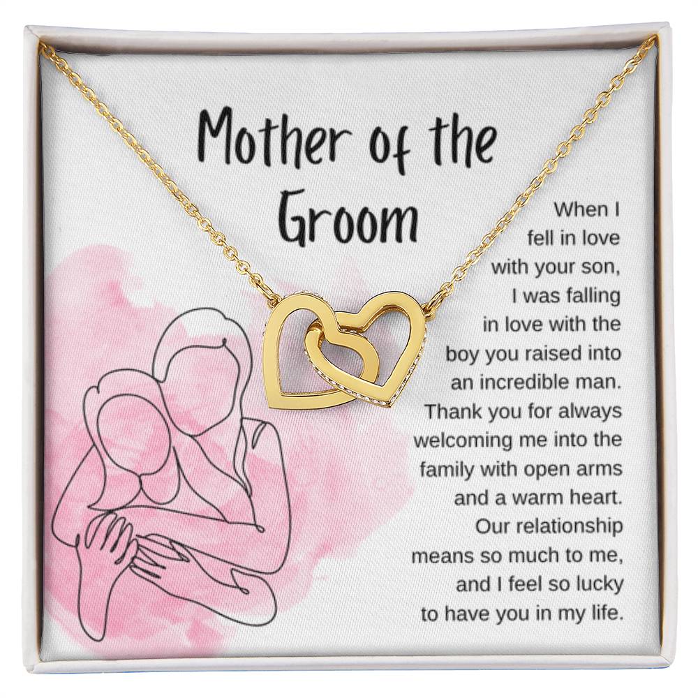 Mother of the Groom Present - Our relationship means so much to me - Interlocking Hearts Necklace - Personalize Memories