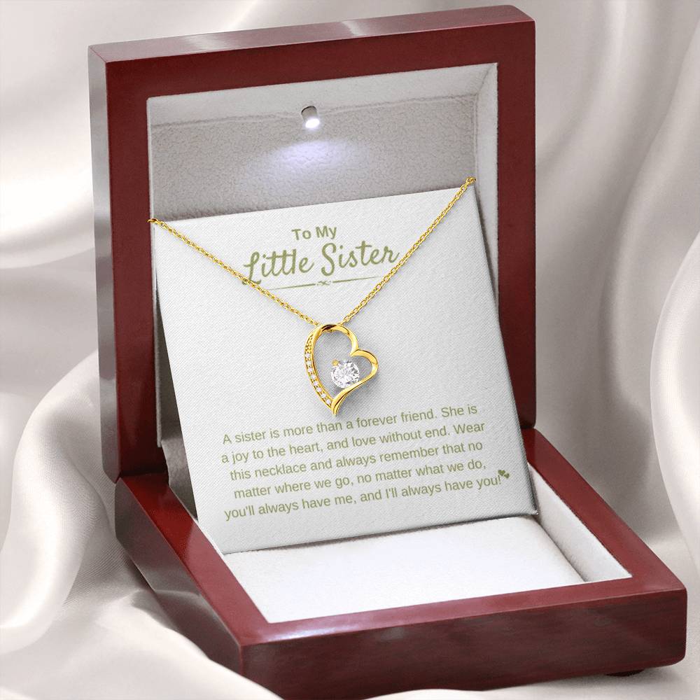 To My Little Sister - A sister is more than a forever friend - Little Sister Gift - Forever Love Necklace - Personalize Memories