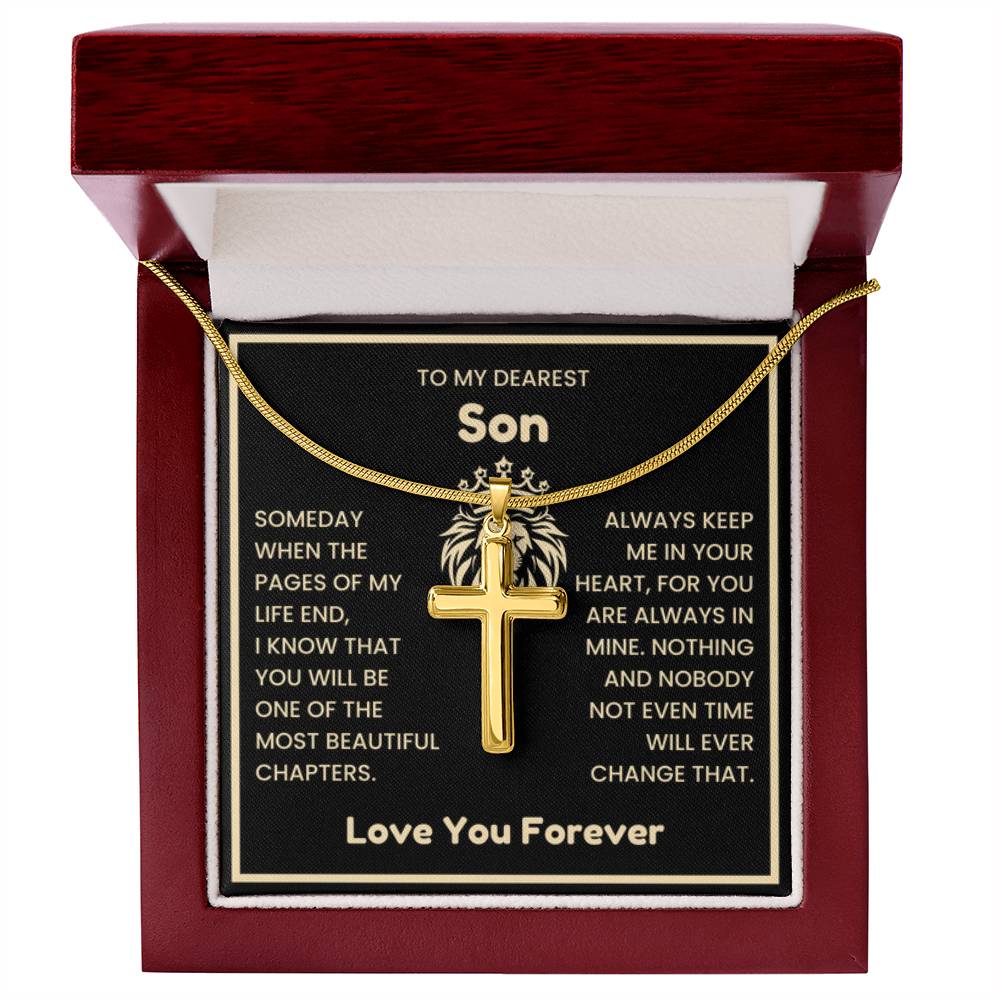 To My Dearest Son Necklace - Gift for Son - Always keep me in your heart - Artisan Cross Necklace - Personalize Memories