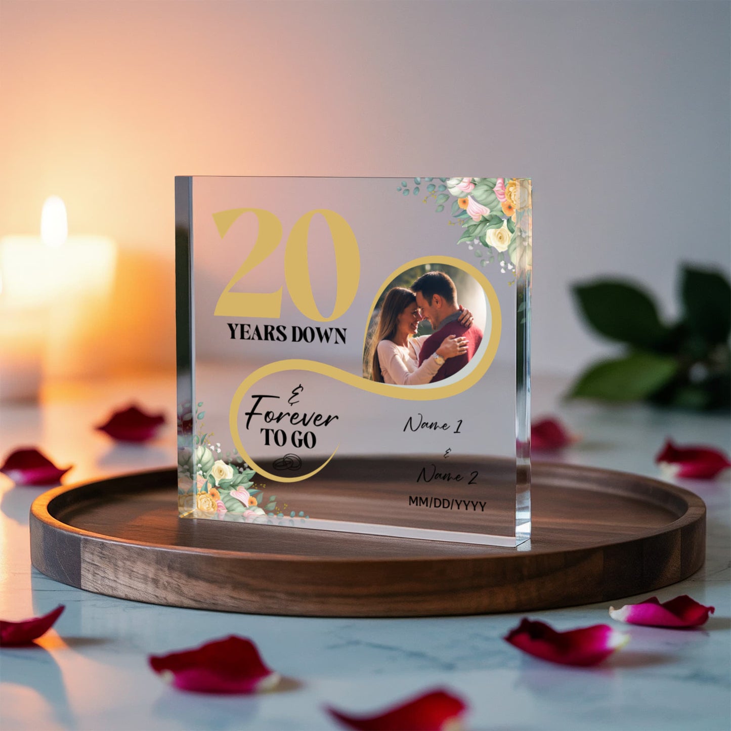 Personalized Acrylic Block, Custom Photo, Happy 20th Wedding Anniversary Gifts, Marriage Gifts, 20 Year Married Gift, Wife Husband Present