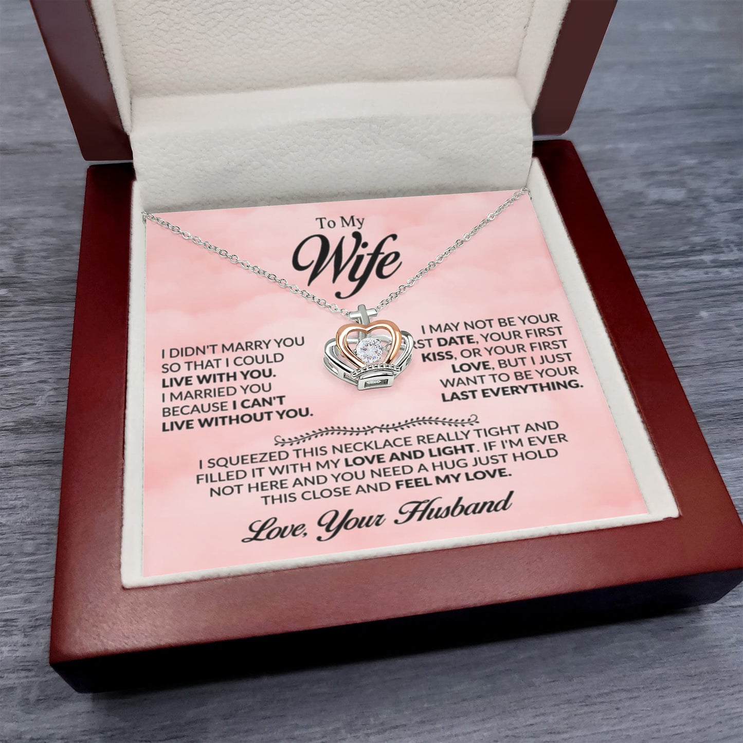 Perfect Gift for Wife - Meaningful Jewelry from Husband for Any Occasion Including Valentine’s Day - Crown Pendant Necklace - Personalize Memories