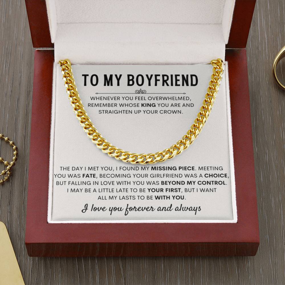 To My Boyfriend - Cuban Link Chain - Birthday & Anniversary Jewelry from Girlfriend - Personalize Memories