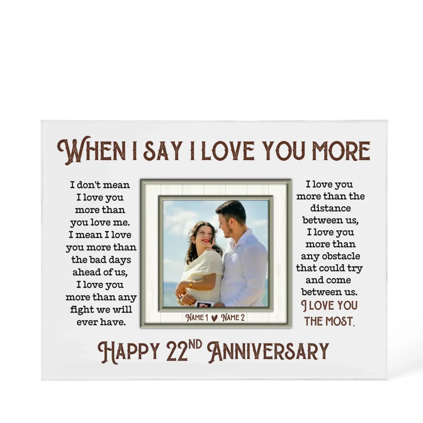 22nd Anniversary Gifts For Husband And Wife, 22 Years When I Say I Love You More - Personalized Photo Acrylic Block - Gift For Couples - Personalize Memories