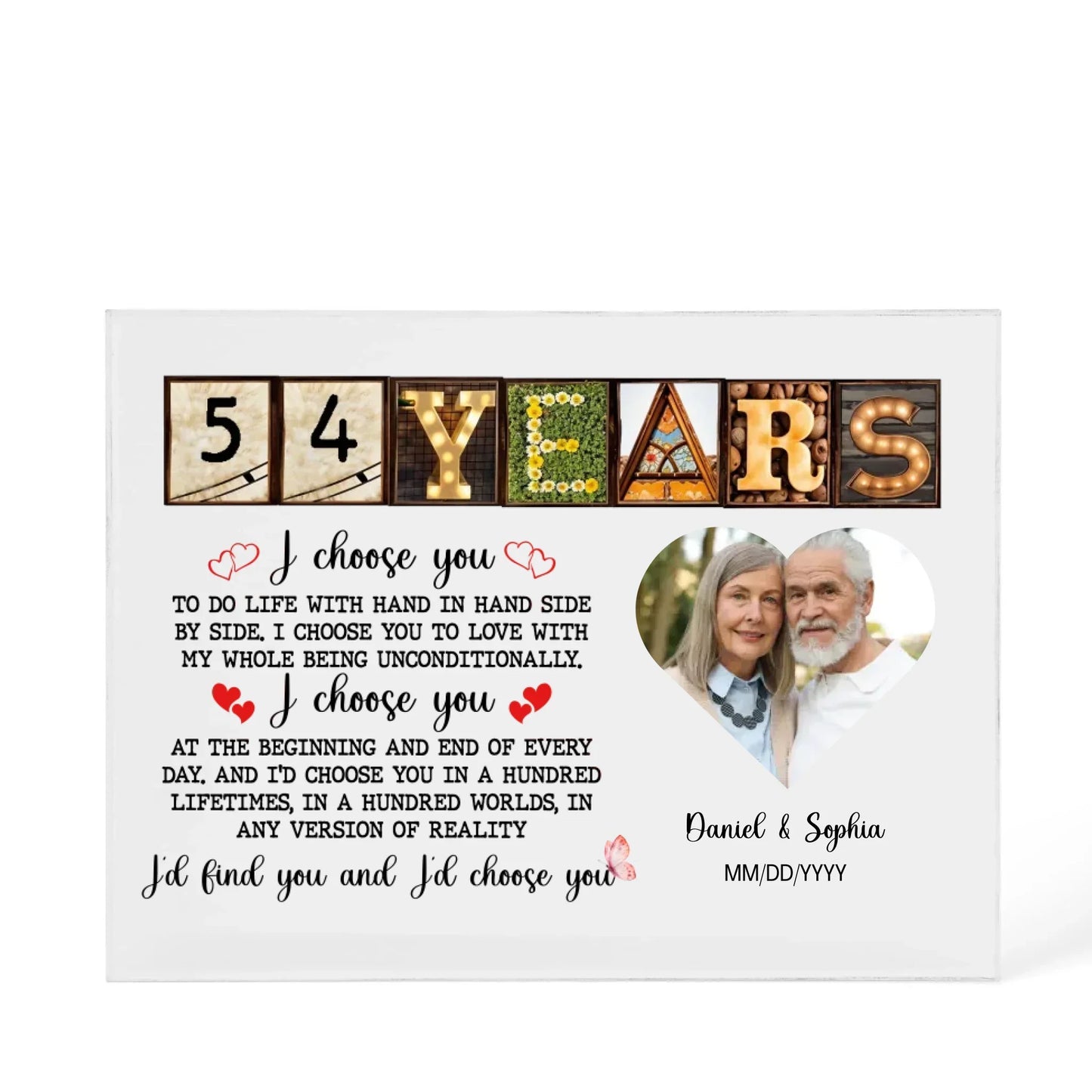 Personalized Acrylic Block, Happy 54th Anniversary Gift For Husband And Wife, Custom Photo Gift For Couples, I Choose You Personalize Memories - Personalize Memories