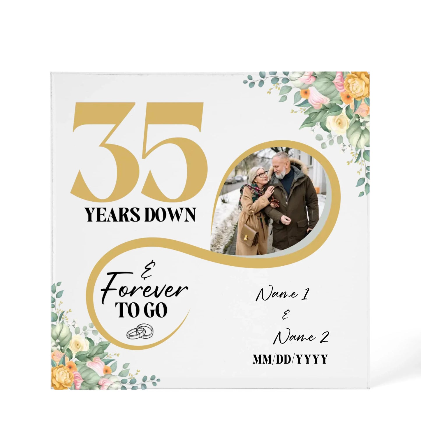 Personalized Acrylic Block, Custom Photo, Happy 35th Wedding Anniversary Gifts, Marriage Gifts, 35 Year Married Gift Wife Husband Present - Personalize Memories