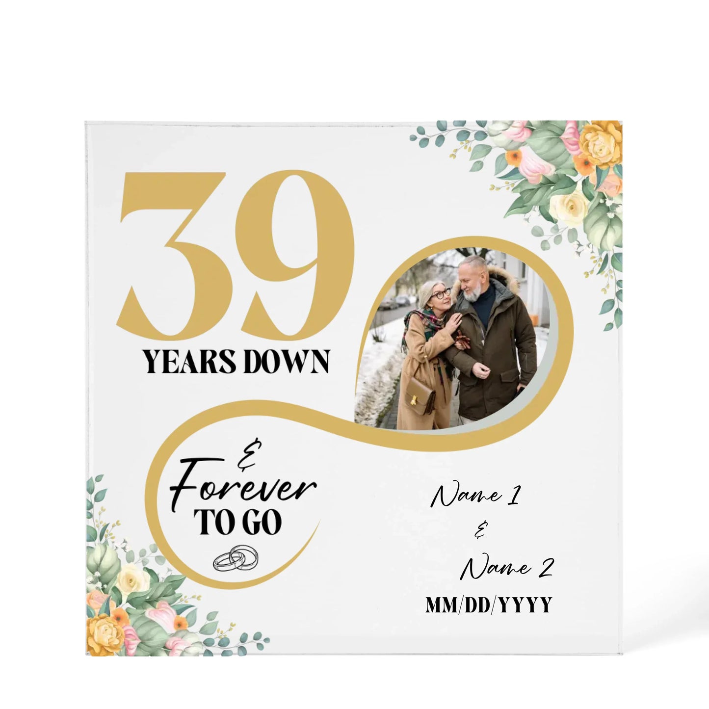 Personalized Acrylic Block, Custom Photo, Happy 39th Wedding Anniversary Gifts, Marriage Gifts, 39 Year Married Gift Wife Husband Present - Personalize Memories