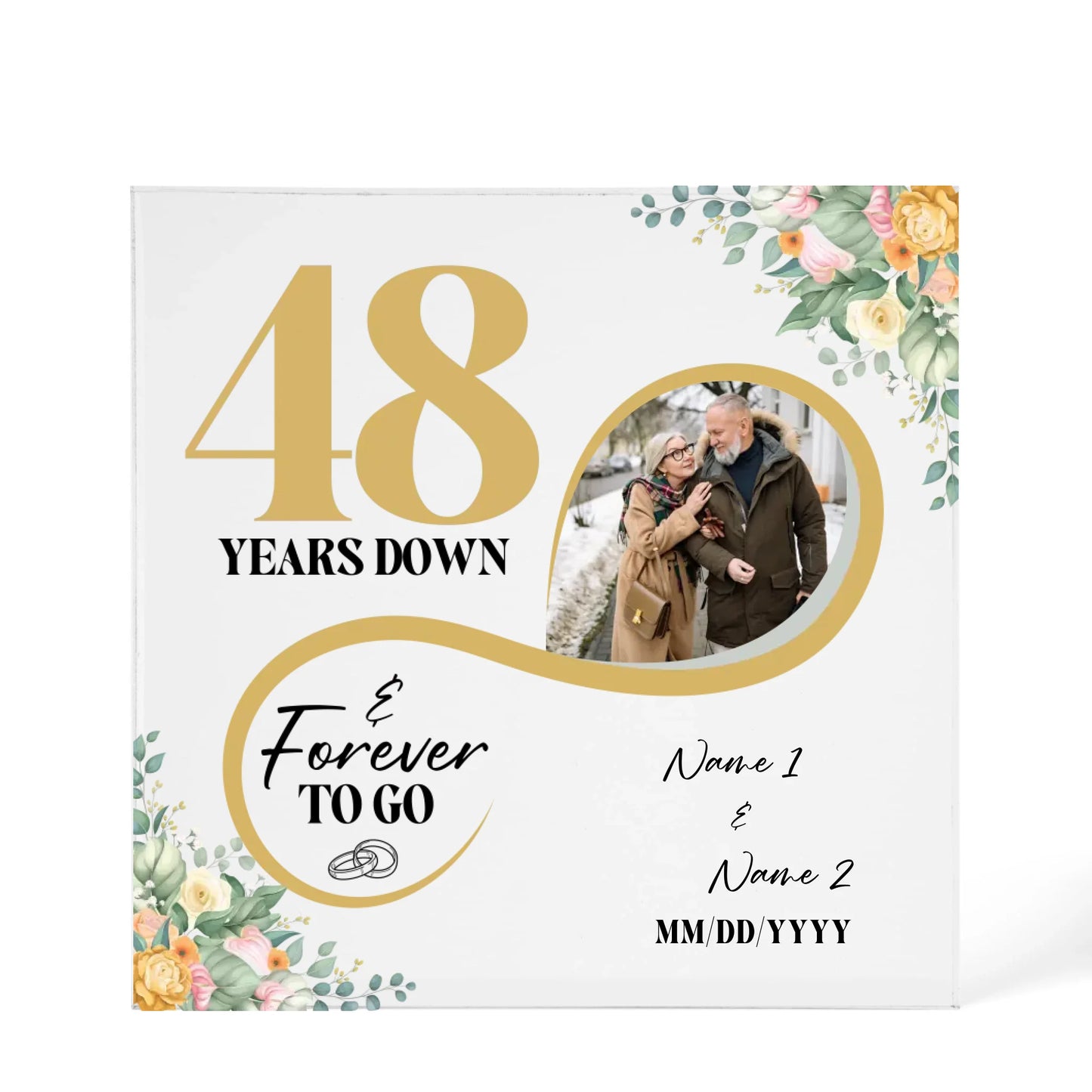 Personalized Acrylic Block, Custom Photo, Happy 48th Wedding Anniversary Gifts, Marriage Gifts, 48 Year Married Gift Wife Husband Present - Personalize Memories