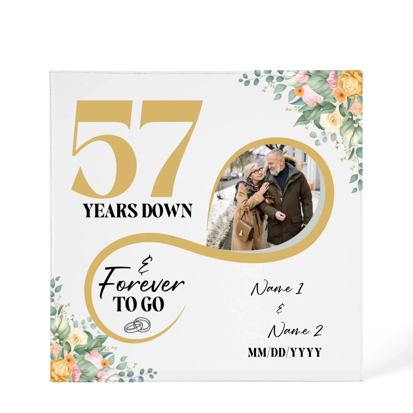 Personalized Acrylic Block, Custom Photo, Happy 57th Wedding Anniversary Gifts, Marriage Gifts, 57 Year Married Gift Wife Husband Present - Personalize Memories