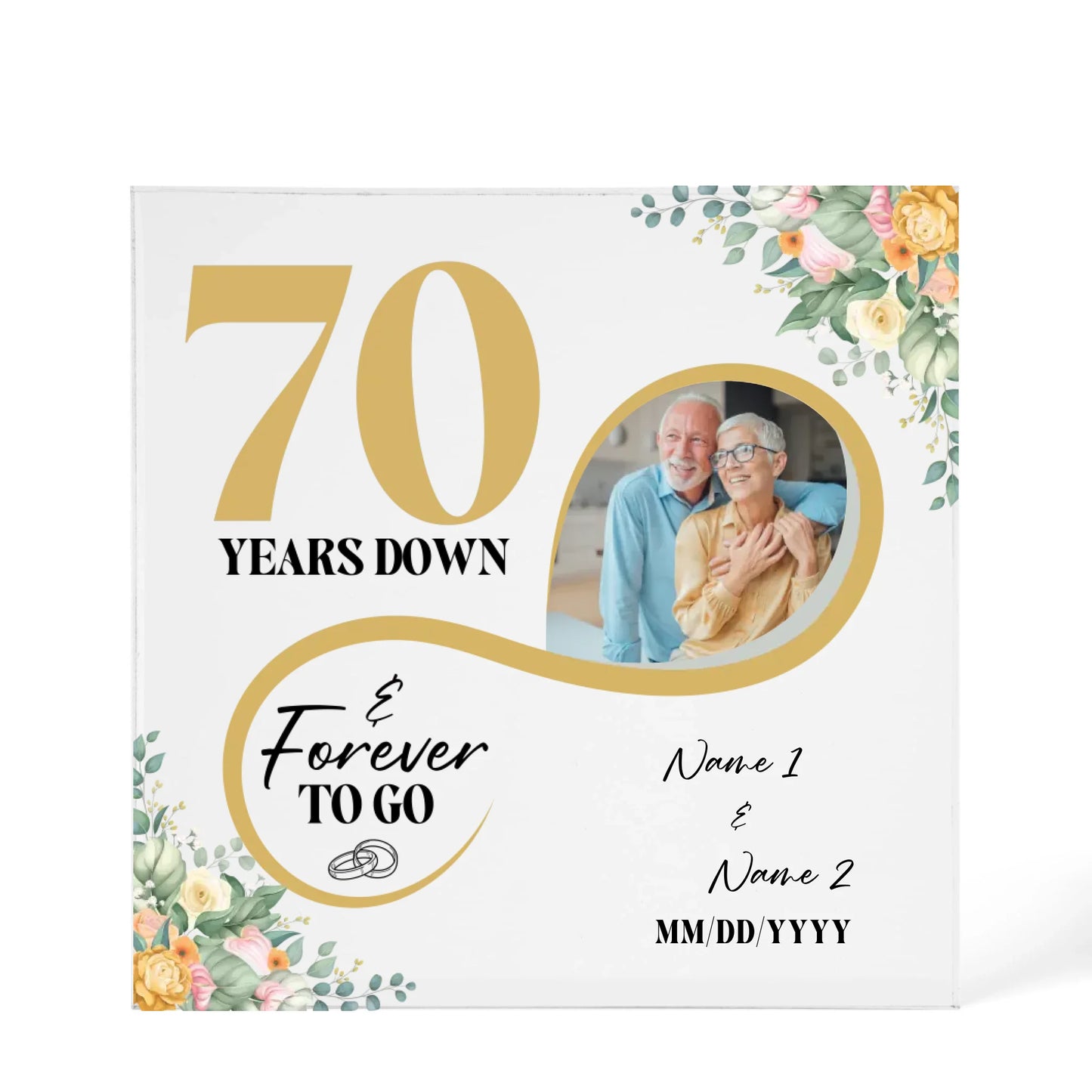 Personalized Acrylic Block, Custom Photo, Happy 70th Wedding Anniversary Gifts, Marriage Gifts, 70 Year Married Gift Wife Husband Present - Personalize Memories