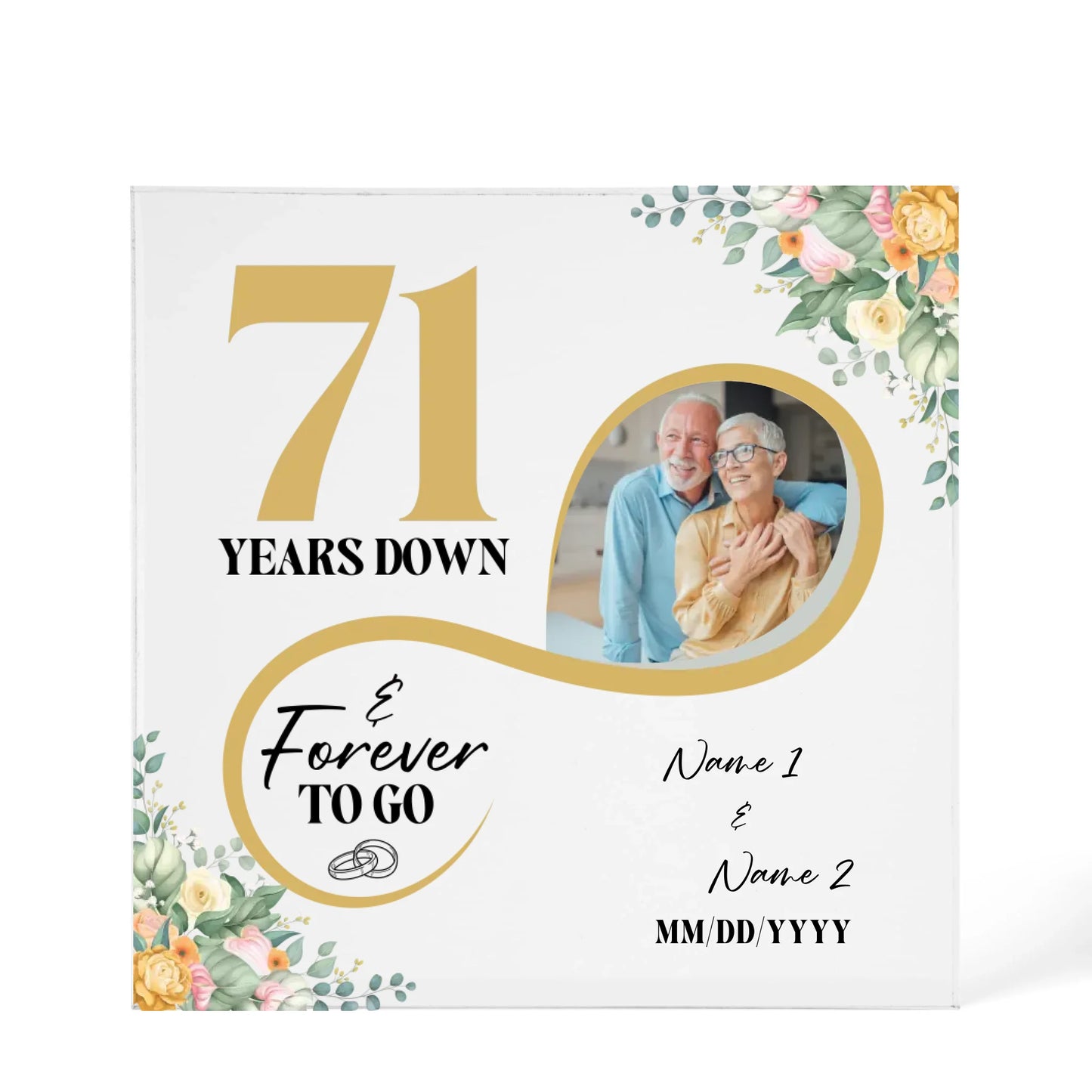 Personalized Acrylic Block, Custom Photo, Happy 71st Wedding Anniversary Gifts, Marriage Gifts, 71 Year Married Gift Wife Husband Present - Personalize Memories