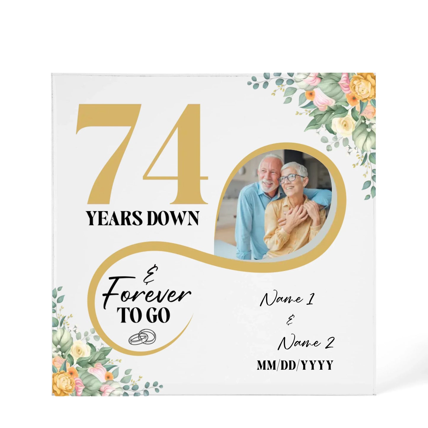 Personalized Acrylic Block, Custom Photo, Happy 74th Wedding Anniversary Gifts, Marriage Gifts, 74 Year Married Gift Wife Husband Present - Personalize Memories