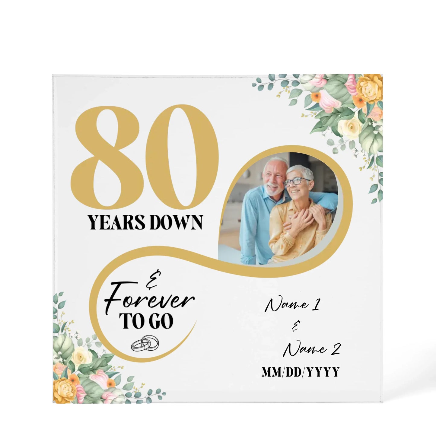 Personalized Acrylic Block, Custom Photo, Happy 80th Wedding Anniversary Gifts, Marriage Gifts, 80 Year Married Gift Wife Husband Present - Personalize Memories