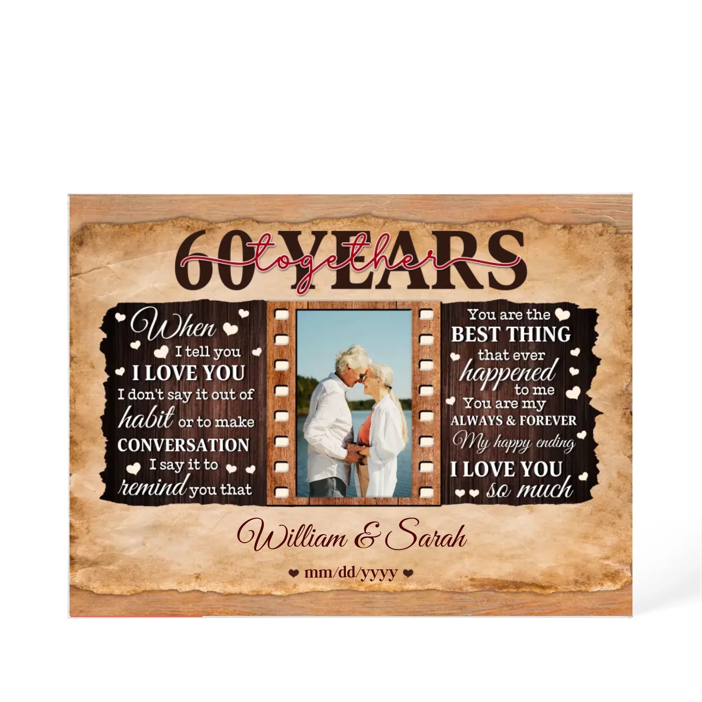 60th Year Wedding Anniversary Gift - Personalized Acrylic Block - 60th Anniversary, When I Tell You I Love You Anniversary Gift - Personalize Memories