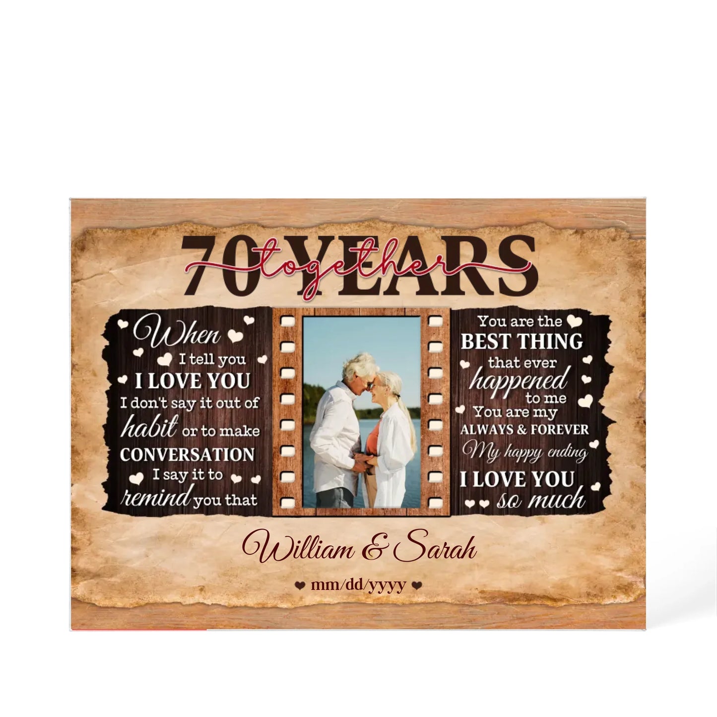70th Year Wedding Anniversary Gift - Personalized Acrylic Block - 70th Anniversary, When I Tell You I Love You Anniversary Gift - Personalize Memories