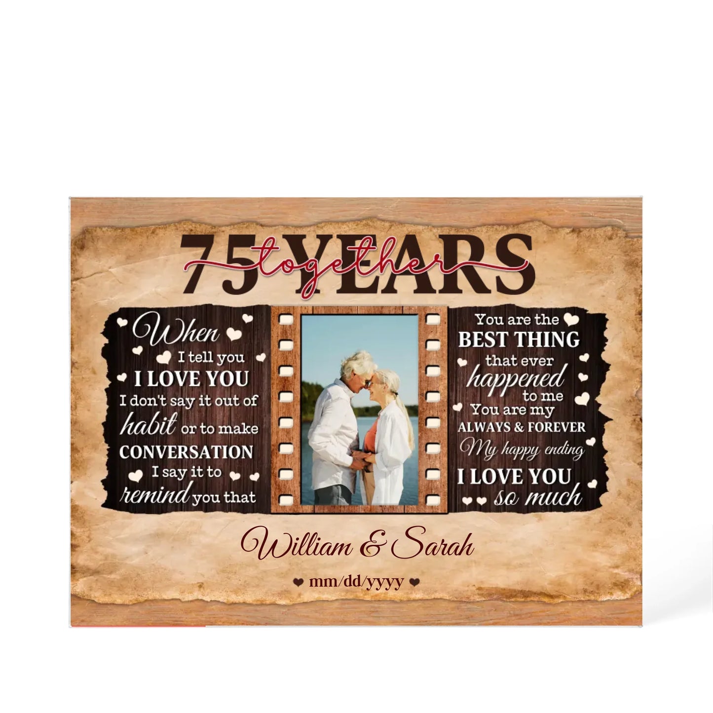 75th Year Wedding Anniversary Gift - Personalized Acrylic Block - 75th Anniversary, When I Tell You I Love You Anniversary Gift - Personalize Memories