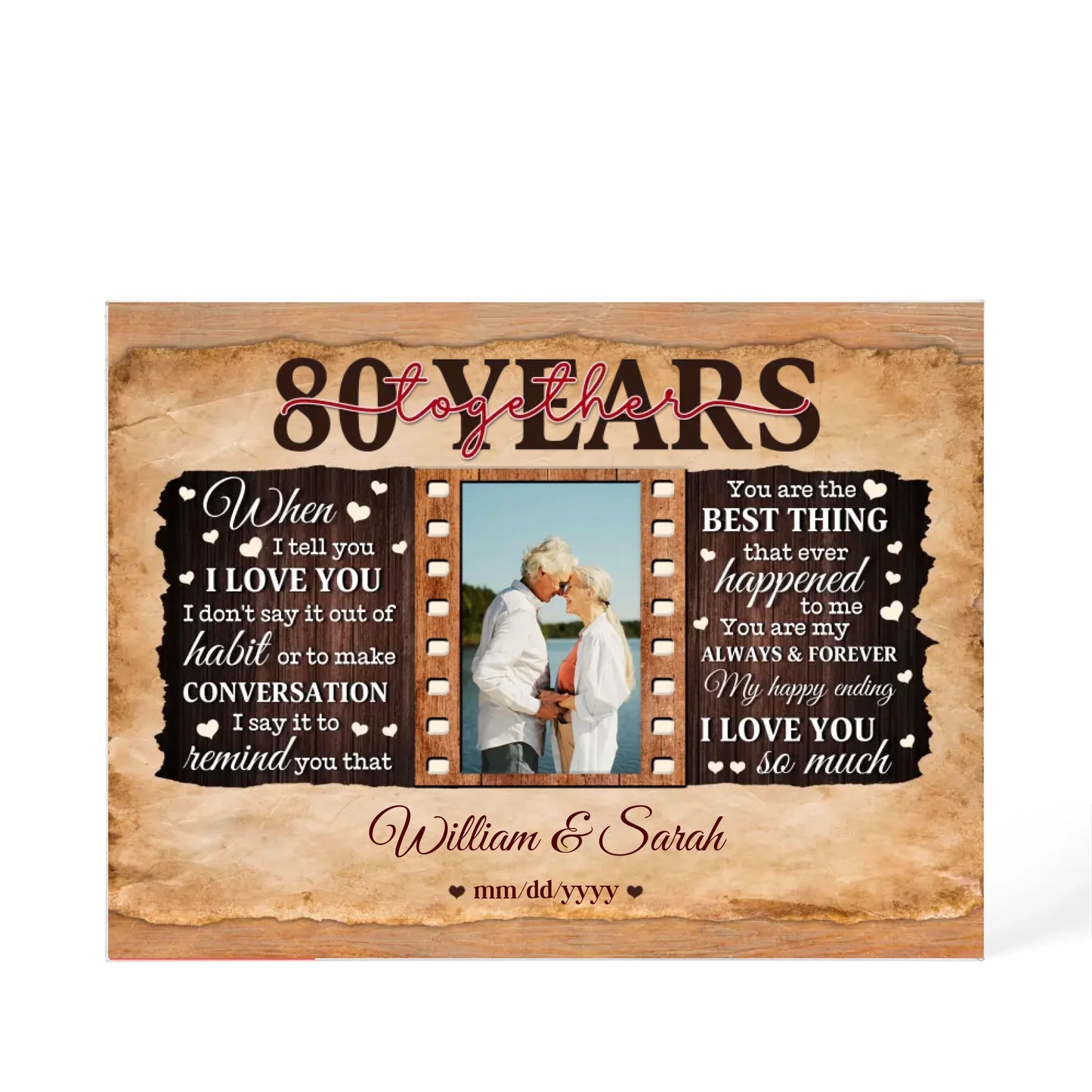 80th Year Wedding Anniversary Gift - Personalized Acrylic Block - 80th Anniversary, When I Tell You I Love You Anniversary Gift - Personalize Memories