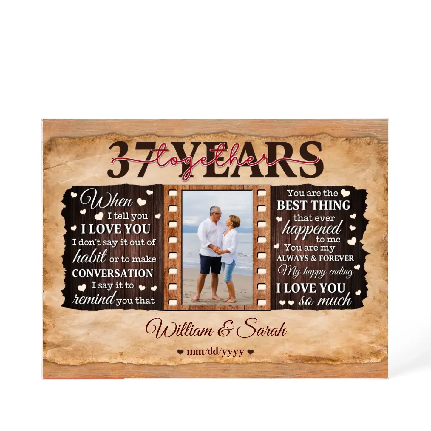 37th Year Wedding Anniversary Gift - Personalized Acrylic Block - 37th Anniversary, When I Tell You I Love You Anniversary Gift - Personalize Memories