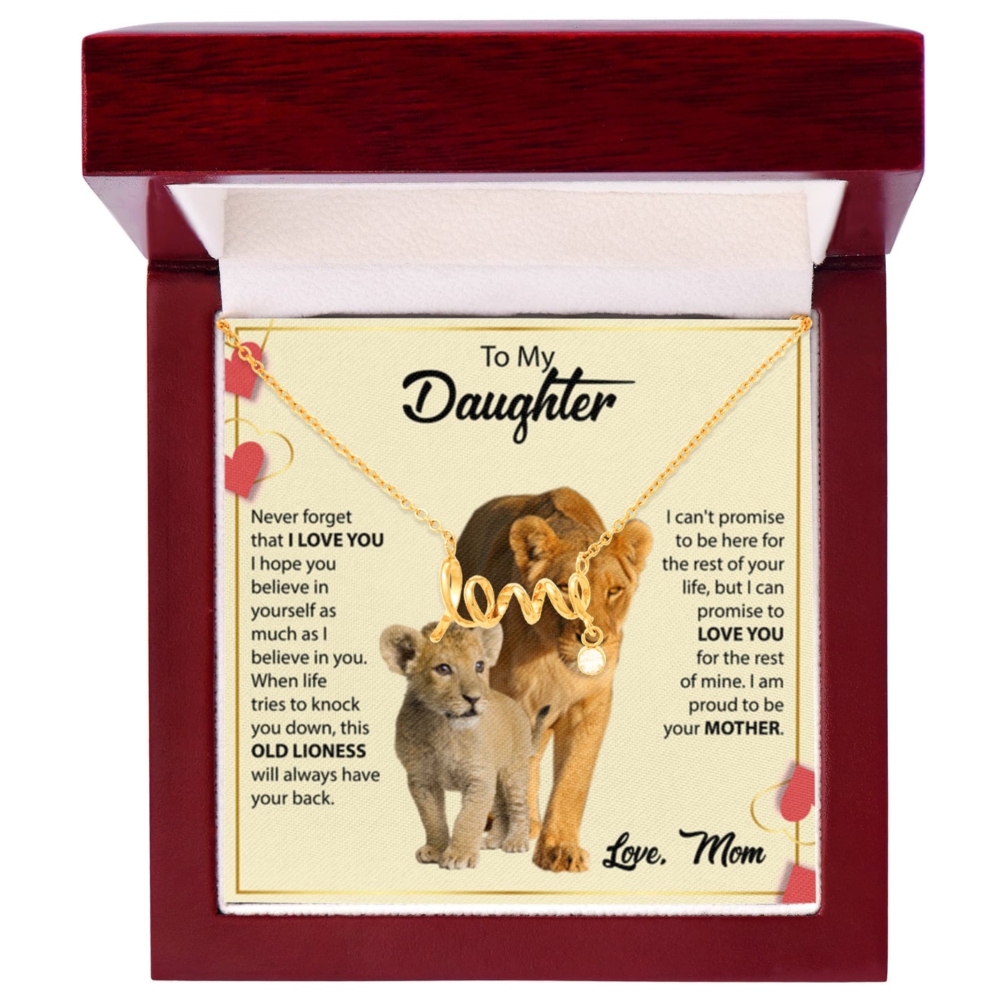 To My Daughter Necklace - Proud Mom to Daughter Jewelry for Birthday, Graduation & Special Celebrations - Scripted Love Necklace - Personalize Memories