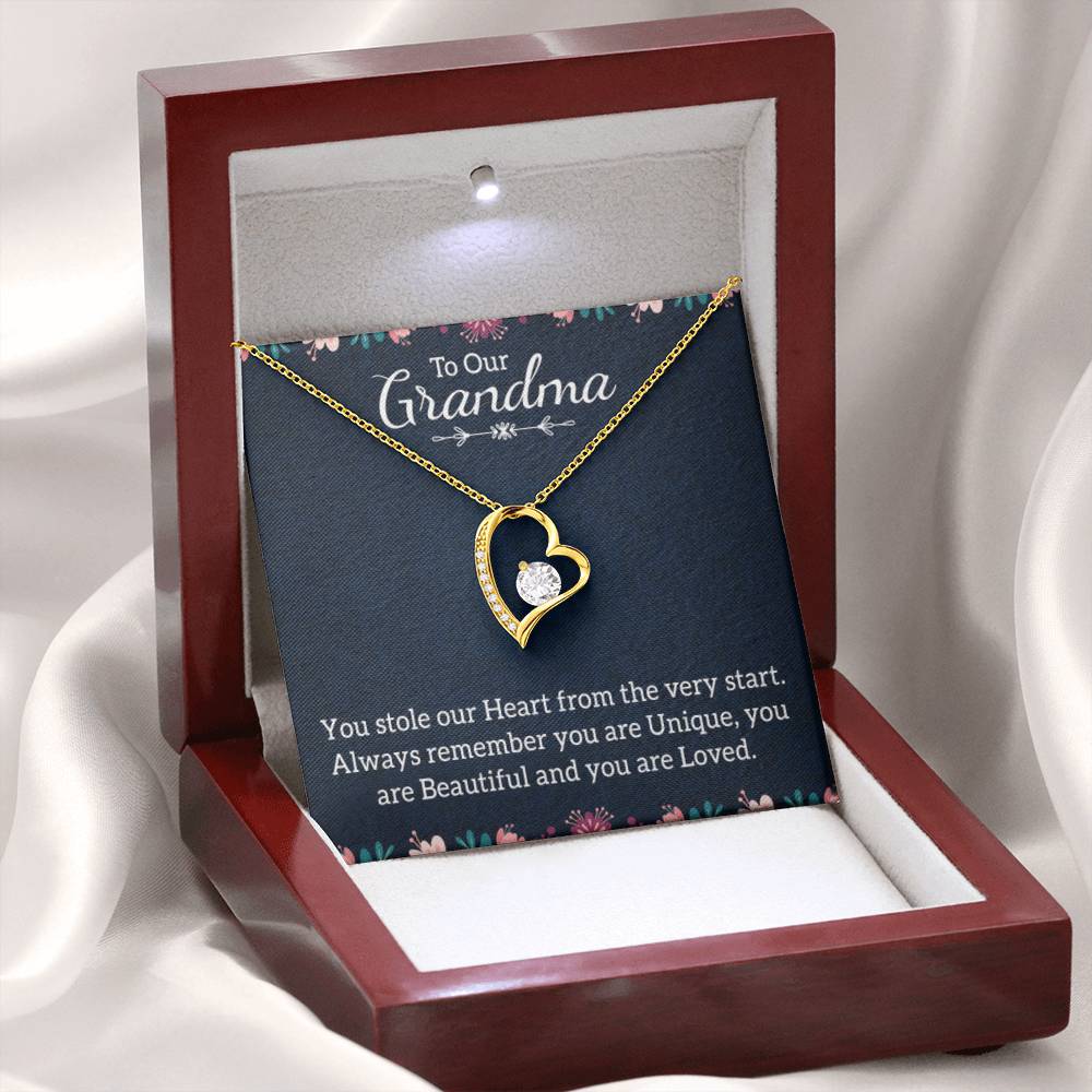 To Our Grandma Necklace - You stole our heart from the very start Grandma - Forever Love Necklace - Personalize Memories