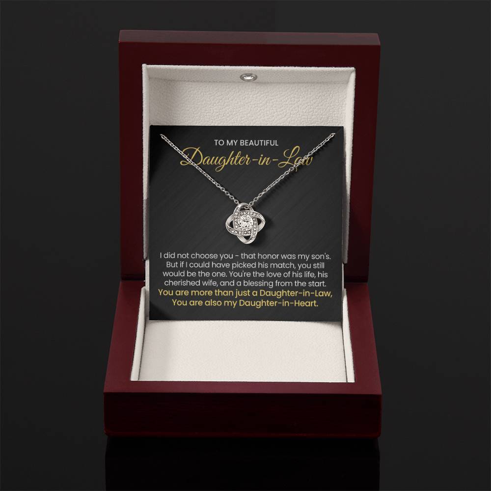 To My Daughter In Law - You are also my Daughter in heart - Love Knot Necklace - Personalize Memories