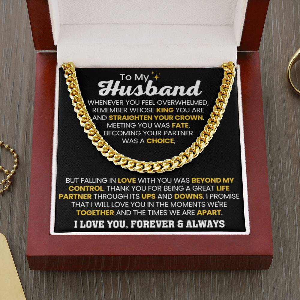 To My Husband - Whenever you feel overwhelmed - Cuban Link Chain - Anniversary & Birthday Gift from Wife - Personalize Memories