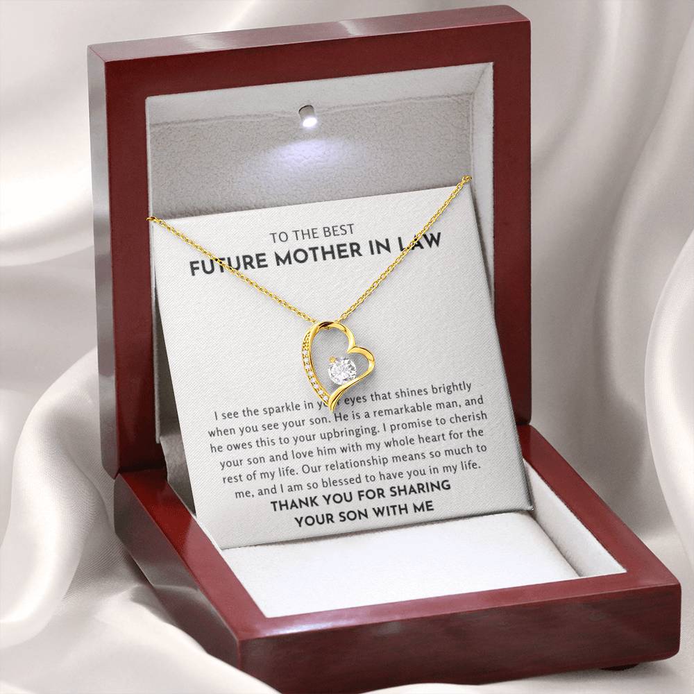 To The Best Future Mother In Law Gift - Thank You For Sharing Your Son With Me - Forever Love Necklace - Personalize Memories