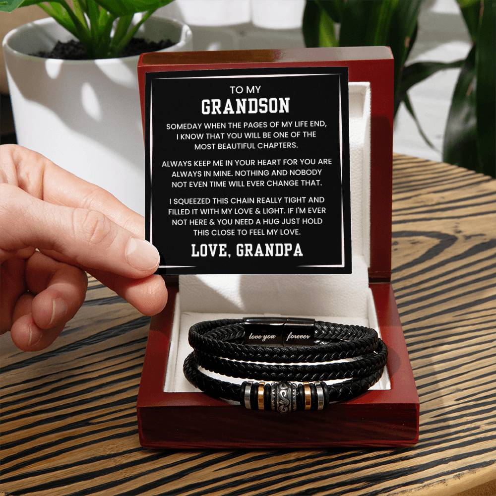 Gift for Grandson from Grandpa – Birthday, Graduation, Christmas Jewelry – Love You Forever Bracelet - Personalize Memories