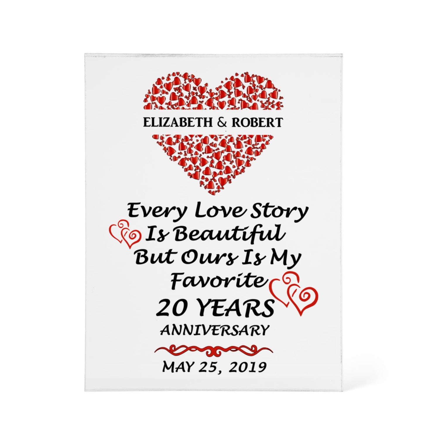 Personalized 20th Anniversary Acrylic Block, Gifts For Couples, 20th Anniversary Gifts For Husband And Wife, Heart Frame 20 Years Of Marriage