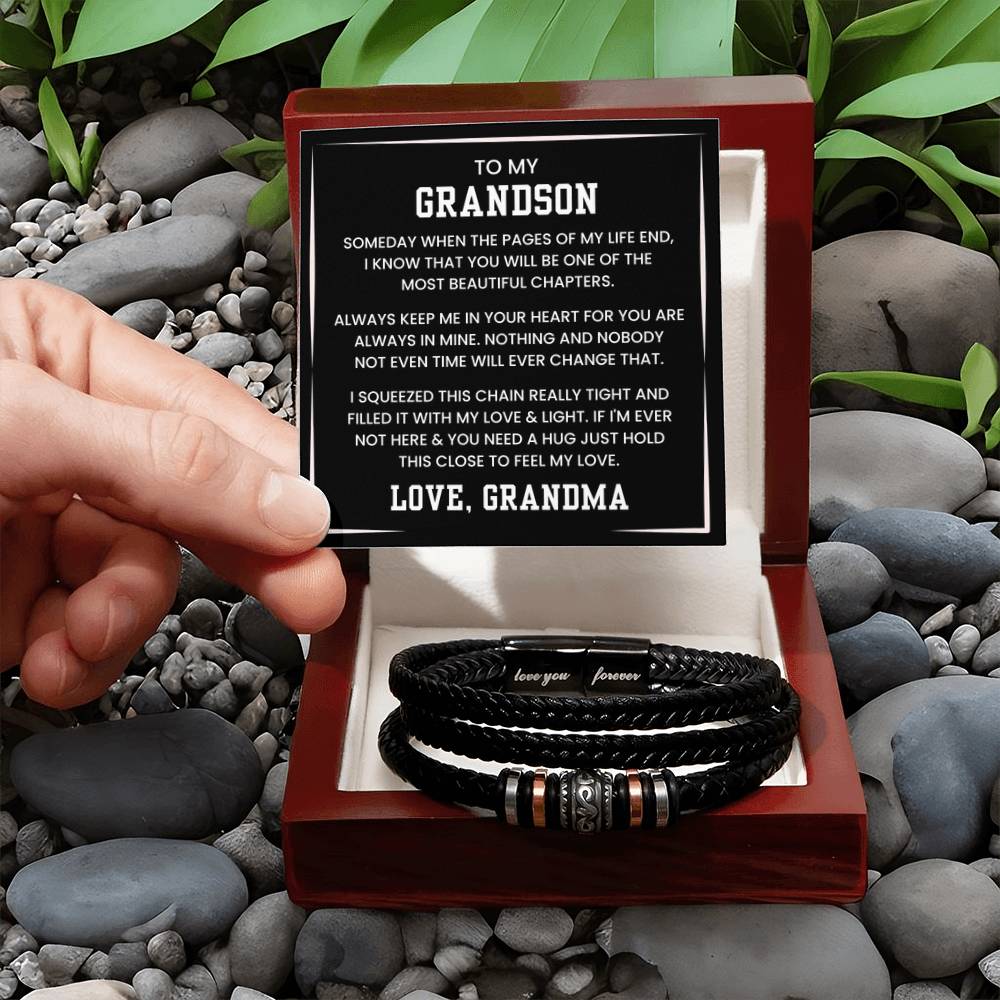 Grandma to Grandson Gift – Graduation, Birthday, Christmas – Love You Forever Bracelet - Personalize Memories