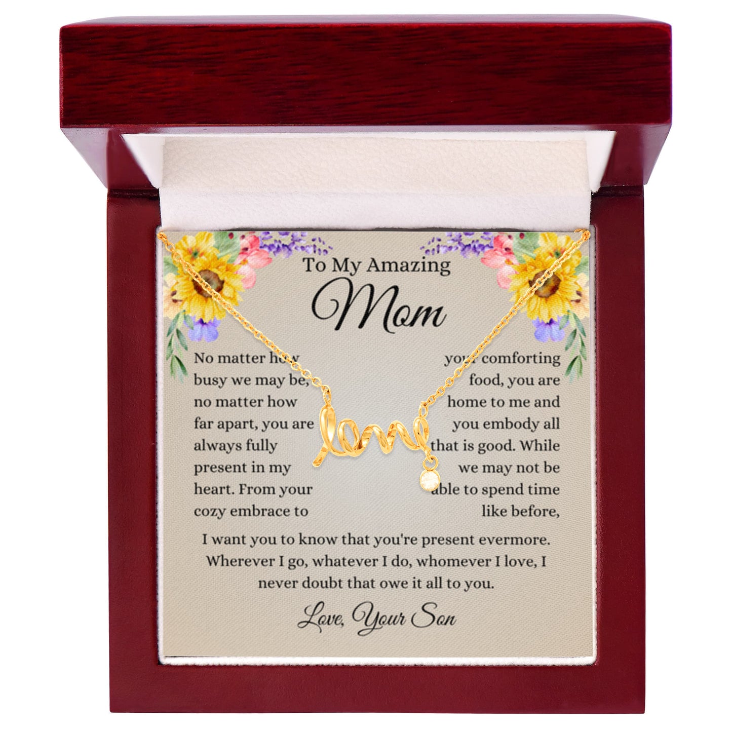 To My Amazing Mom - Mom Gift from Daughter - Amazing Friend - Scripted Love Necklace - Personalize Memories