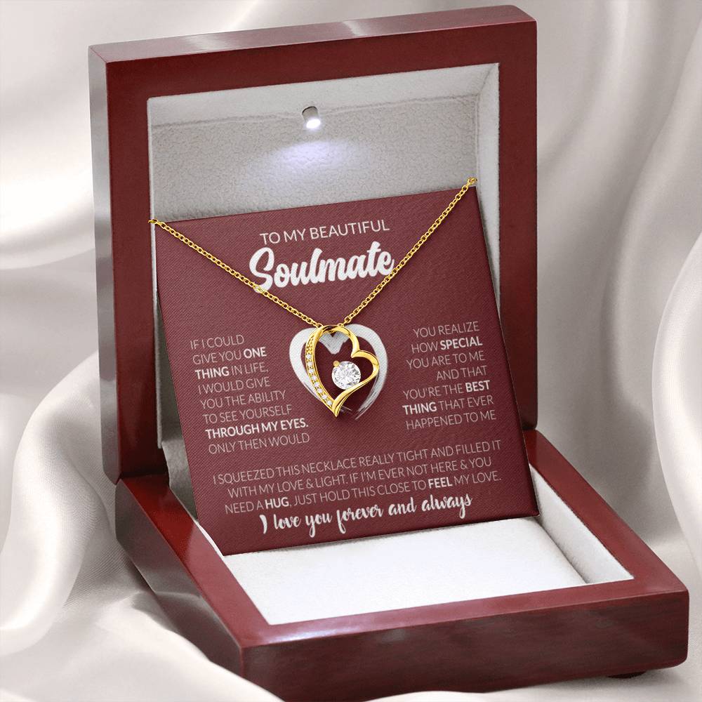 To My Beautiful Soulmate Necklace - Soulmate Necklace Gift for Her for Celebration Days - Forever Love Necklace - Personalize Memories