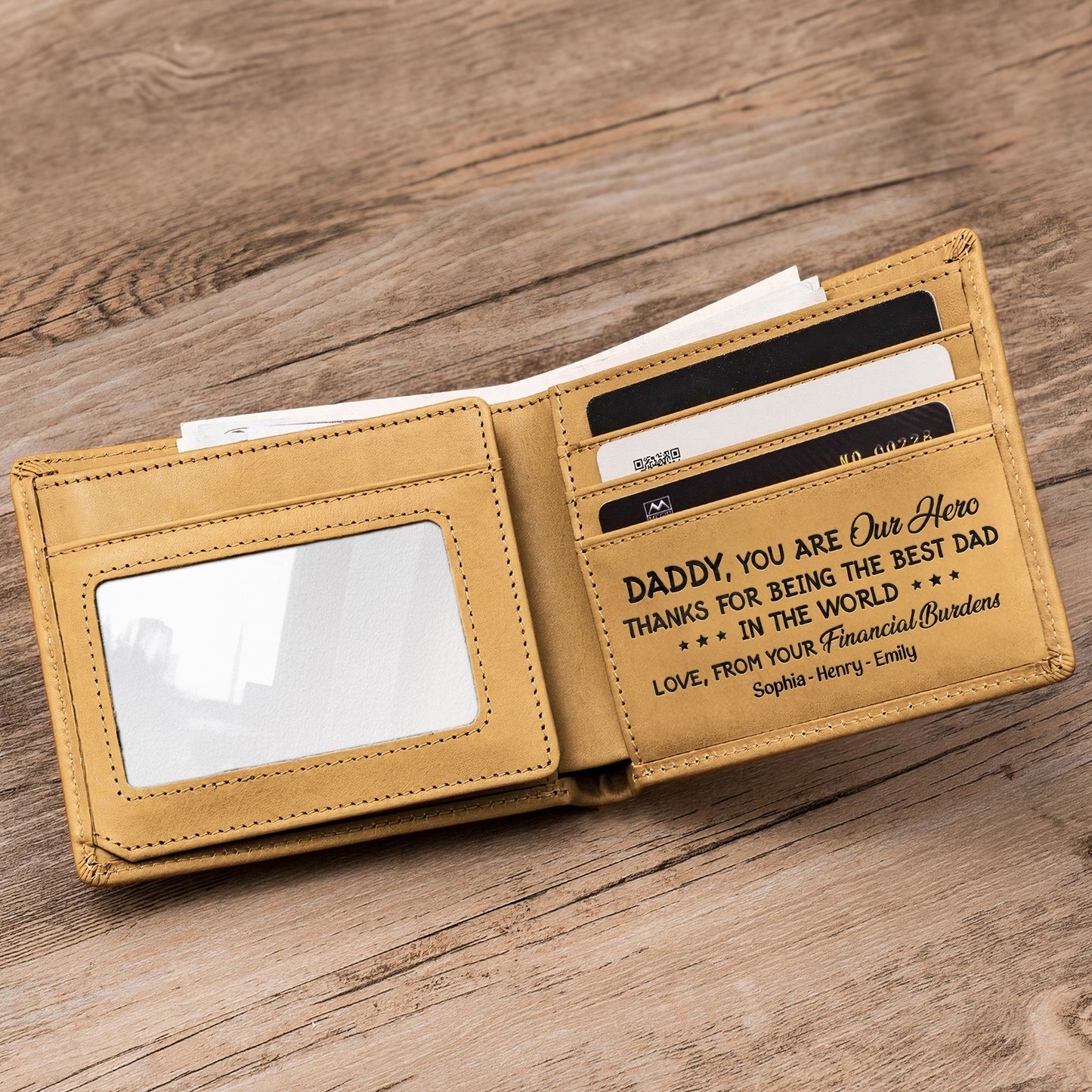 Best Dad Ever - Personalized Leather Wallet - Gift for Dad - Personalize Memories