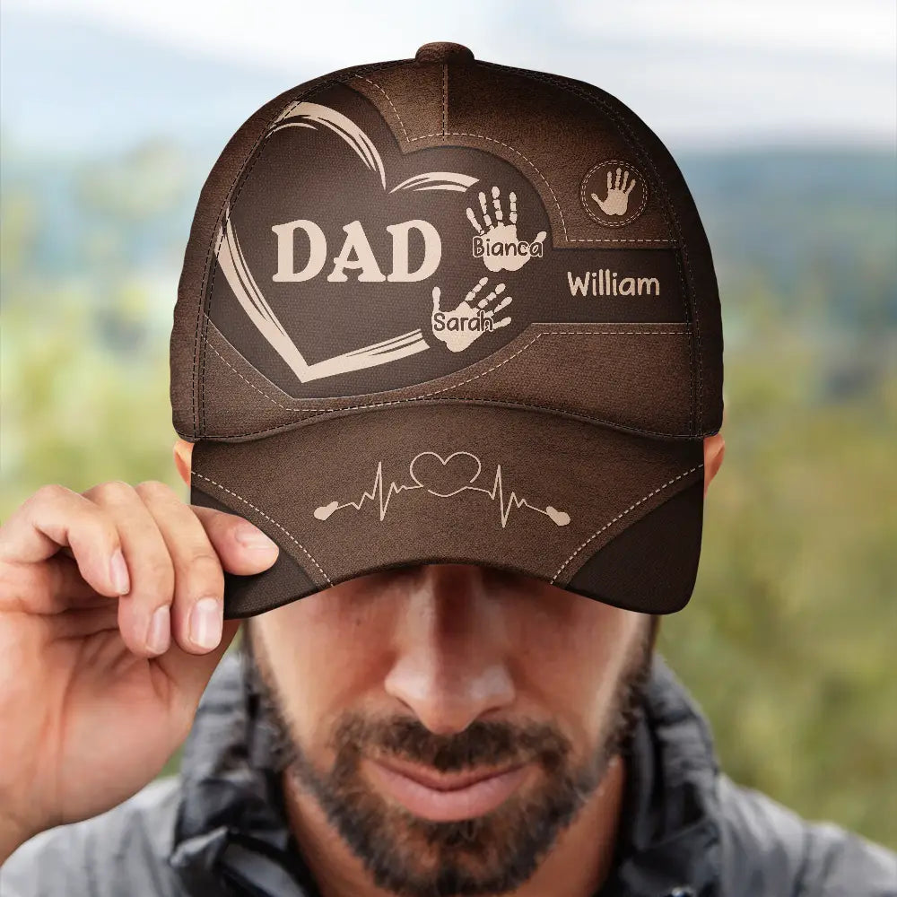 Grandpa & Dad Kids Handprints - Personalized Classic Cap | Gift for Grandfather & Father - Personalize Memories