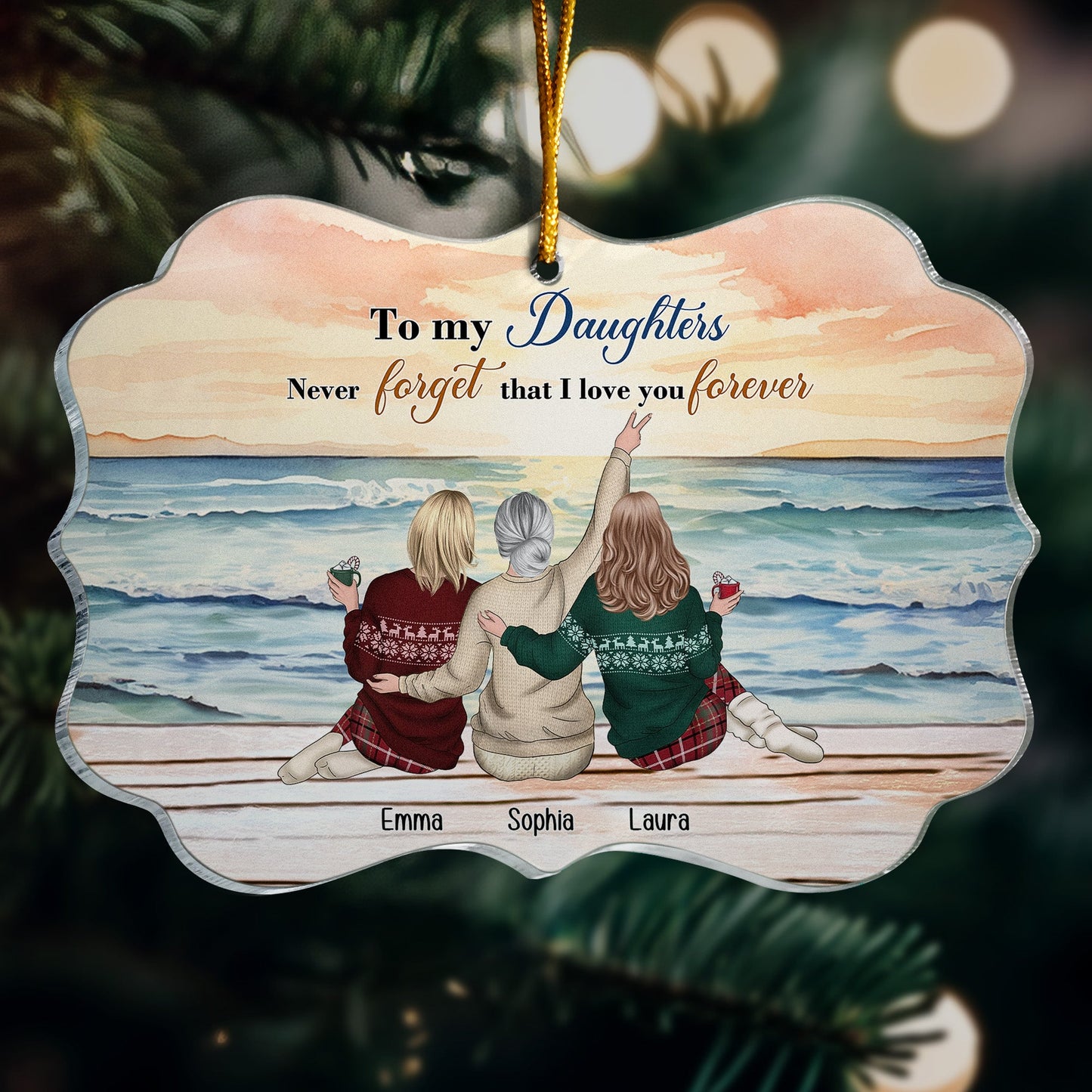 Never Forget That I Love You Forever - Personalized Acrylic Ornament | Gift for Daughters - Personalize Memories
