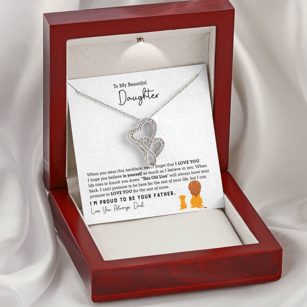 To My Daughter Necklace - Holiday Gift for Daughter from Dad - Heart-to-heart Pendant Necklace - Personalize Memories