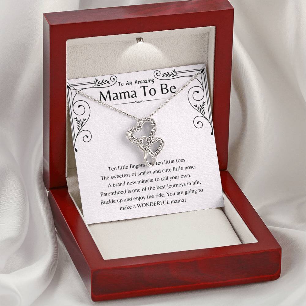 To An Amazing Mama To Be - Gift for New Mother - Heart-to-heart Pendant Necklace - Personalize Memories