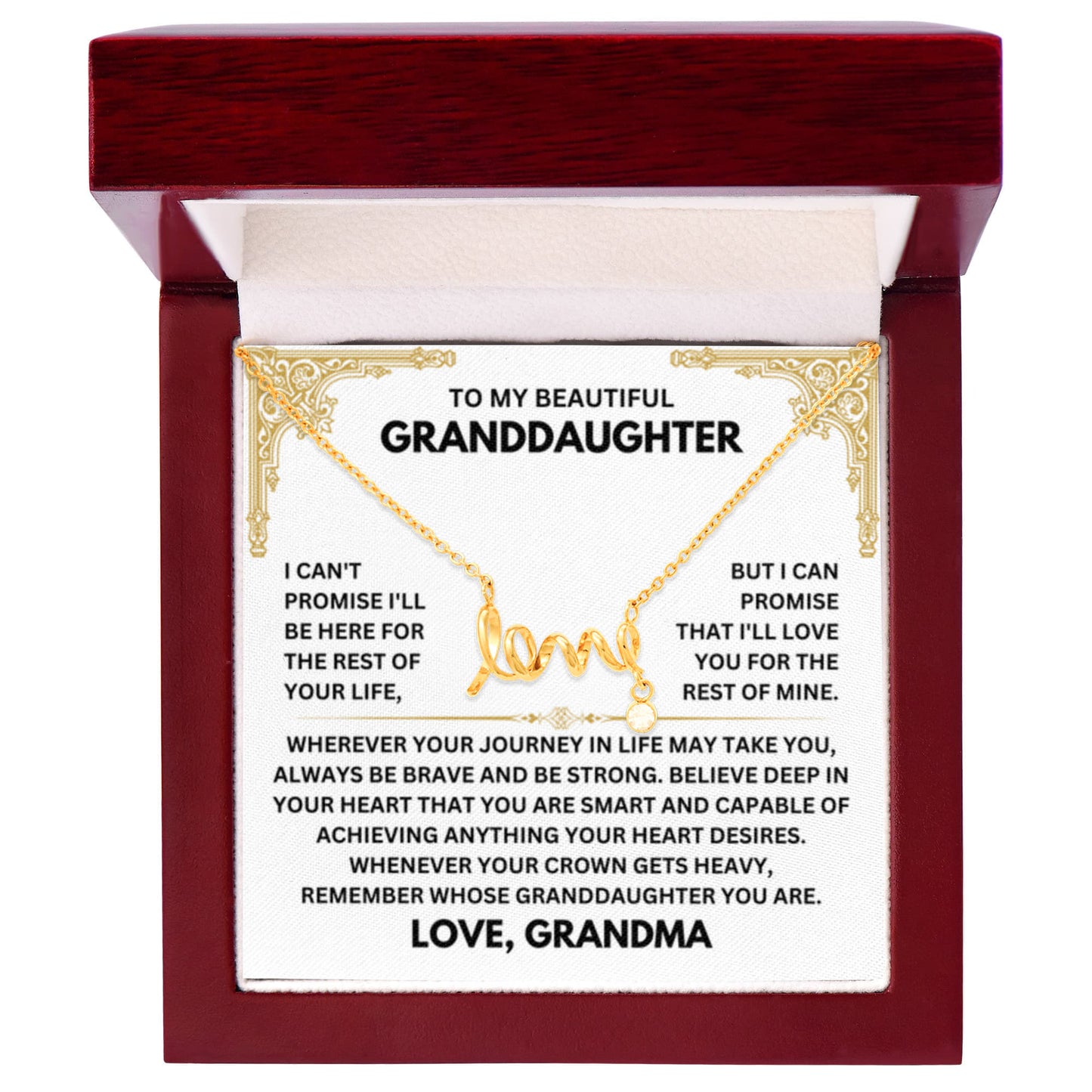 To My Granddaughter Necklace – Grandma Gift for Granddaughter Christmas Graduation – Scripted Love Necklace - Personalize Memories