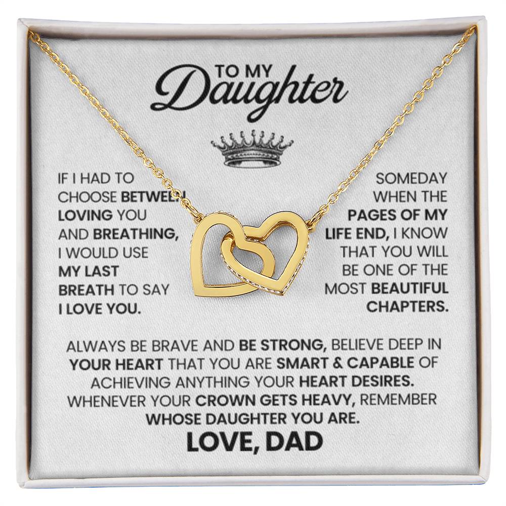 To My Daughter Necklace - Sweetest Daughter Gift from Dad for Birthday Joy & Proud Dad Love - Interlocking Hearts Necklace - Personalize Memories